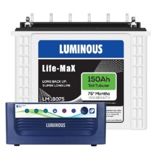 Luminous Eco Volt Neo 1050 and Luminous Life Max LM18075 – 150 AH Tall Tubular Battery